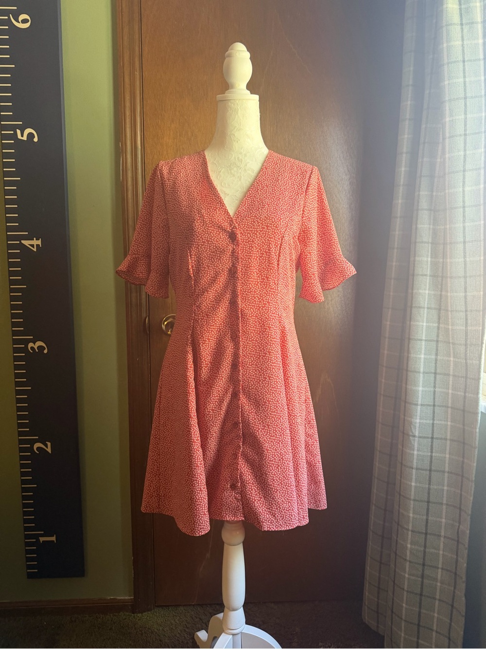 Lulu's Red Button-Front V-Neck Mini Dress